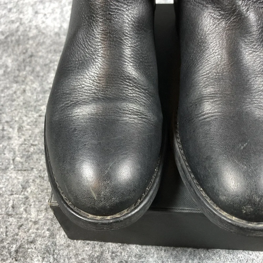 Madewell Ankle Boots‎ Womens 9.5 Black Leather Strap Pull On Low Heel 03827
